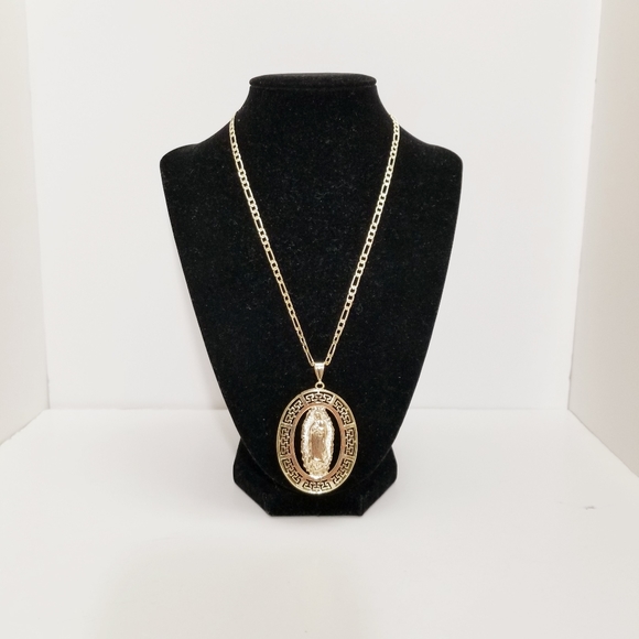 14K Gold Plated Virgen de Guadalupe Necklace. New - Picture 4 of 6
